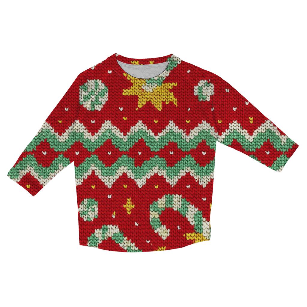 Candy Cane Comet Zigzag Design personalized 3/4 sleeve tees