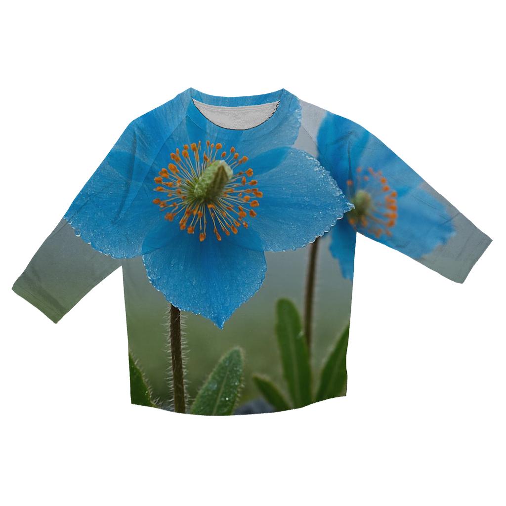 Blue Poppy In An Alpine Fog Bank trendy 3/4 sleeve tops