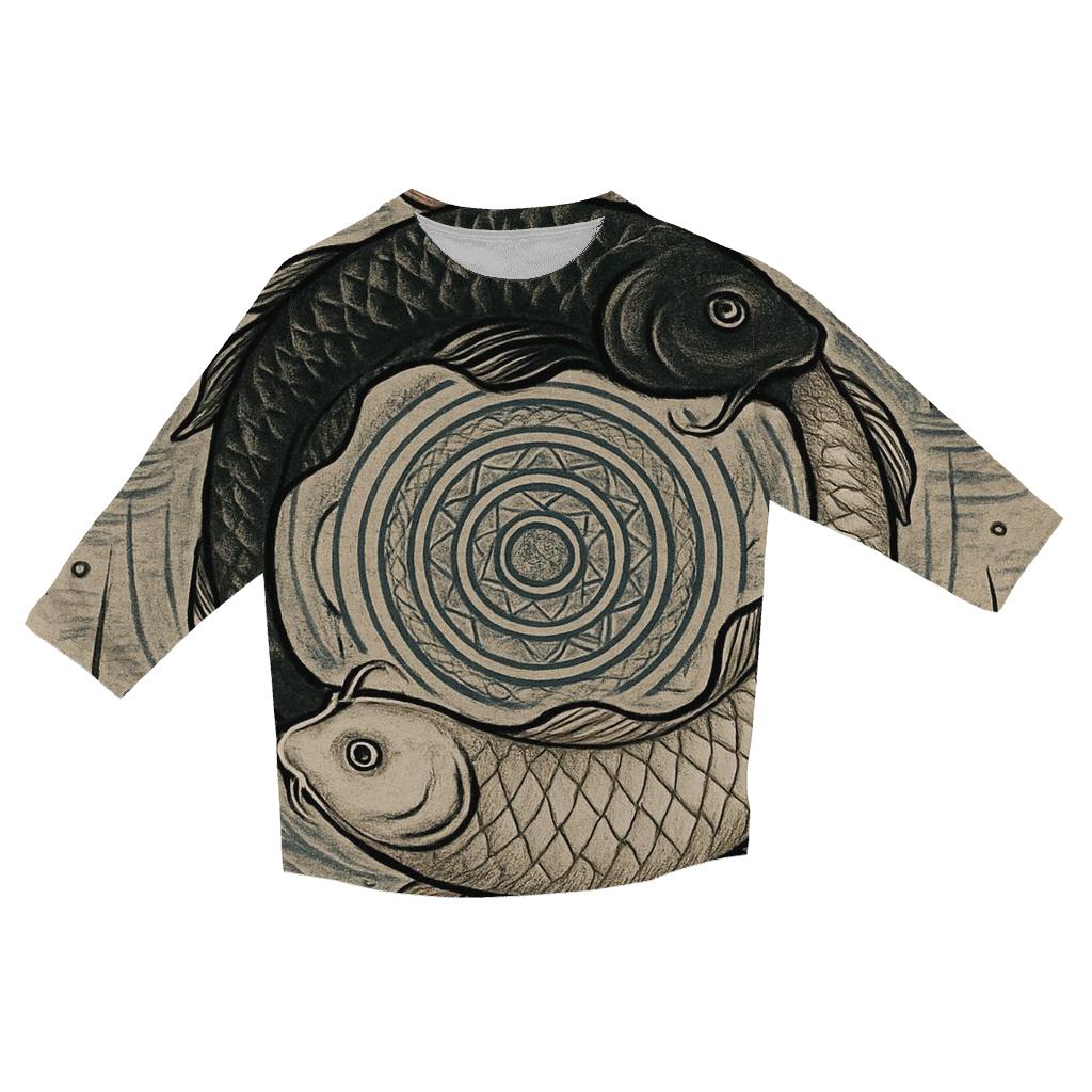 Koi Pond Ouroboros Mirror fashion 3/4 sleeve shirts