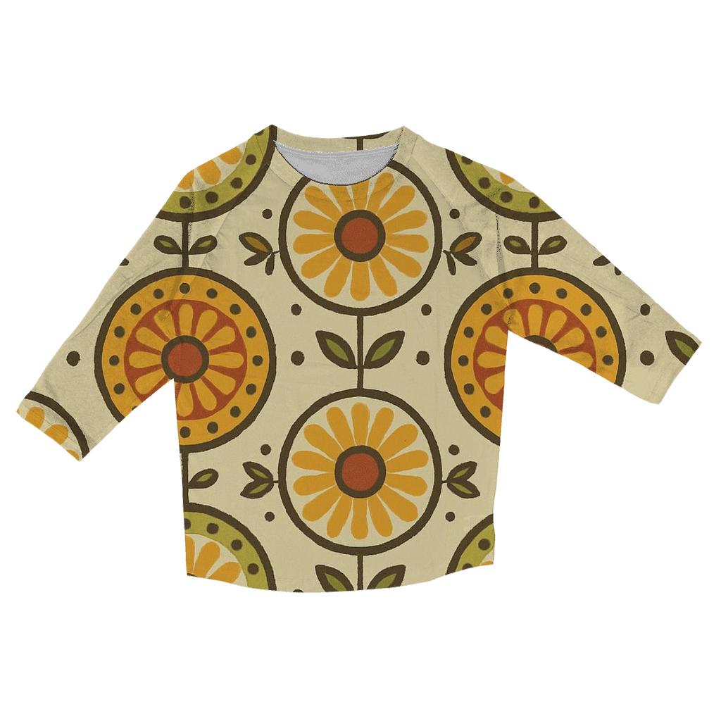 Folk Art Sunburst Medallions personalized 3/4 sleeve tees