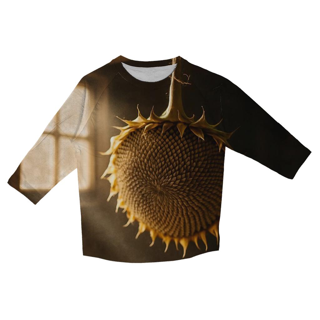 Sunflower Head Drying For Seeds On A Barn Rafter personalized 3/4 sleeve tees