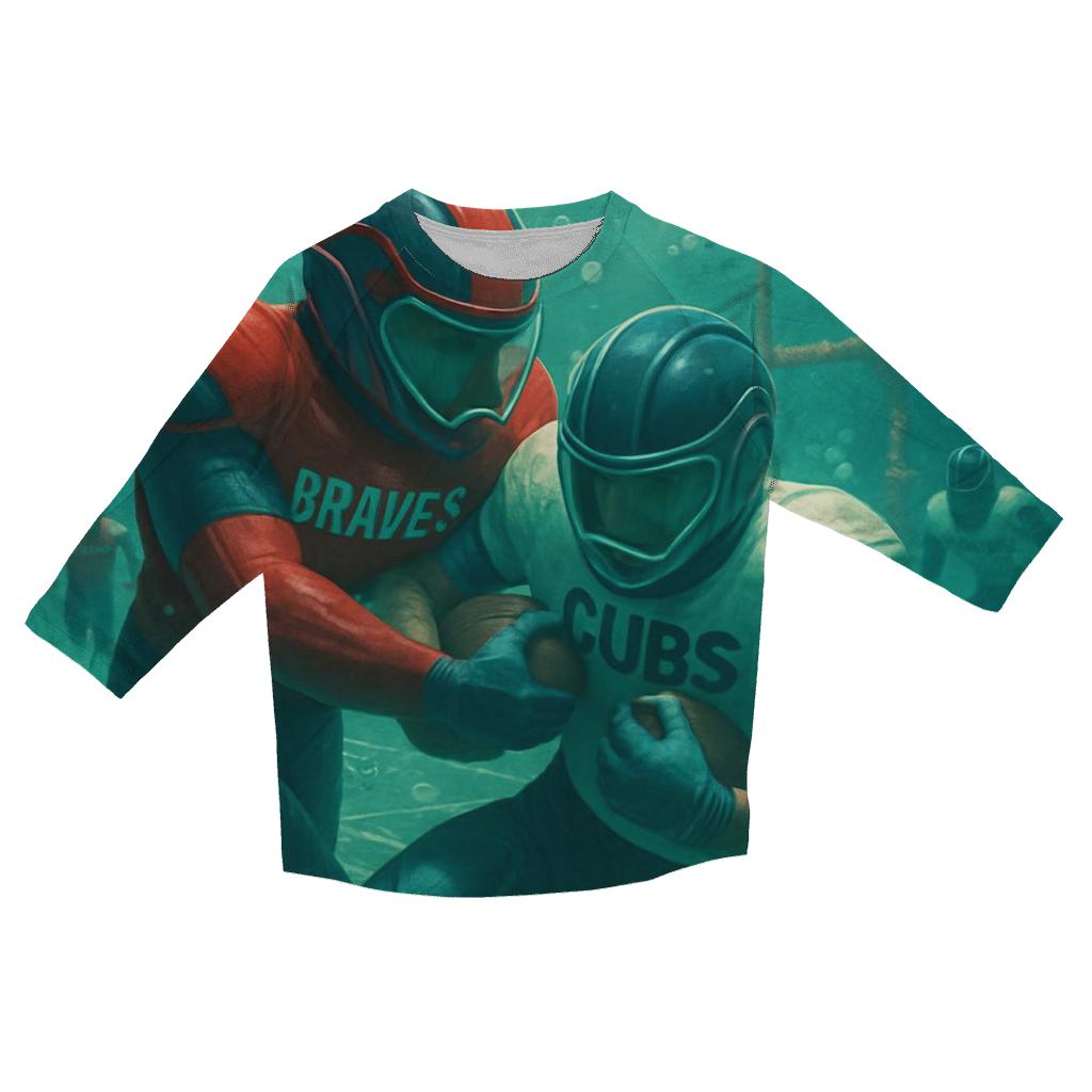 Underwater Helmet Clash At The Reef Field custom 3/4 sleeve shirts