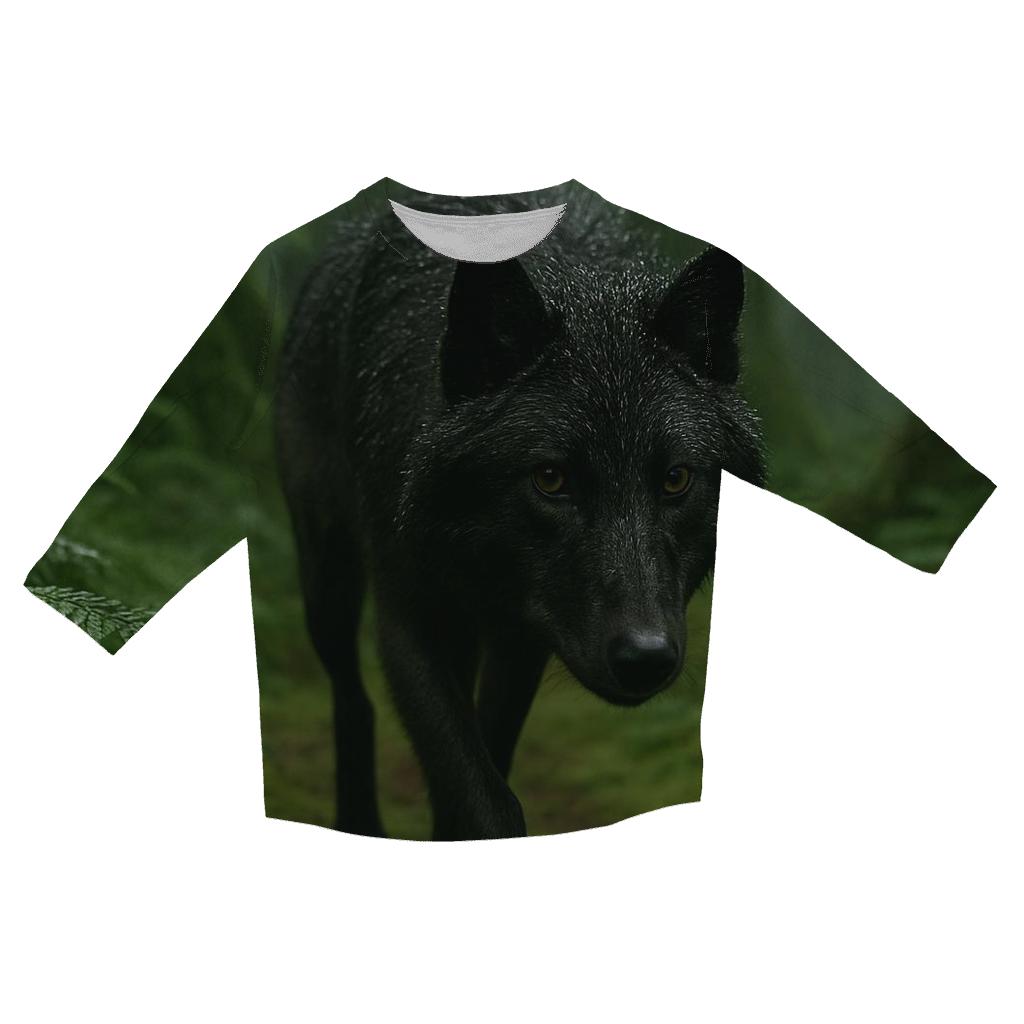 Forest Wolf Beneath Old Growth Rain fashion 3/4 sleeve shirts
