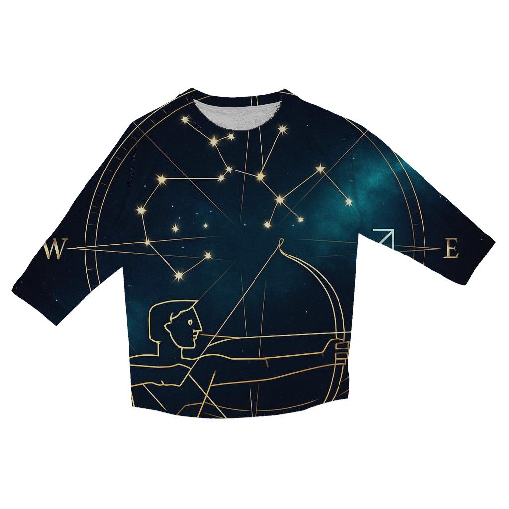 Sagittarius Galactic Archer Star Compass designer 3/4 sleeve blouses