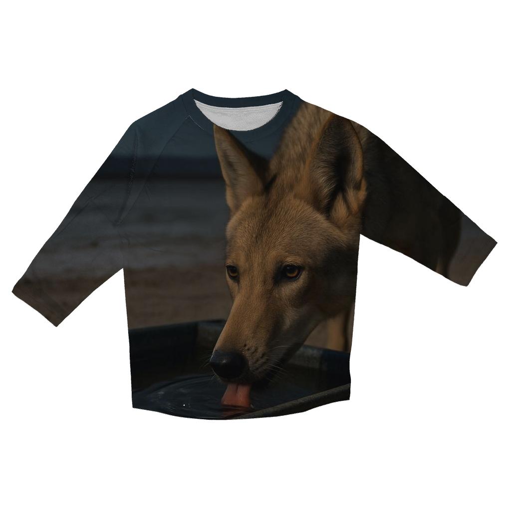 Desert Wolf At Salt Flat Night Waterhole cotton quarter sleeve shirts
