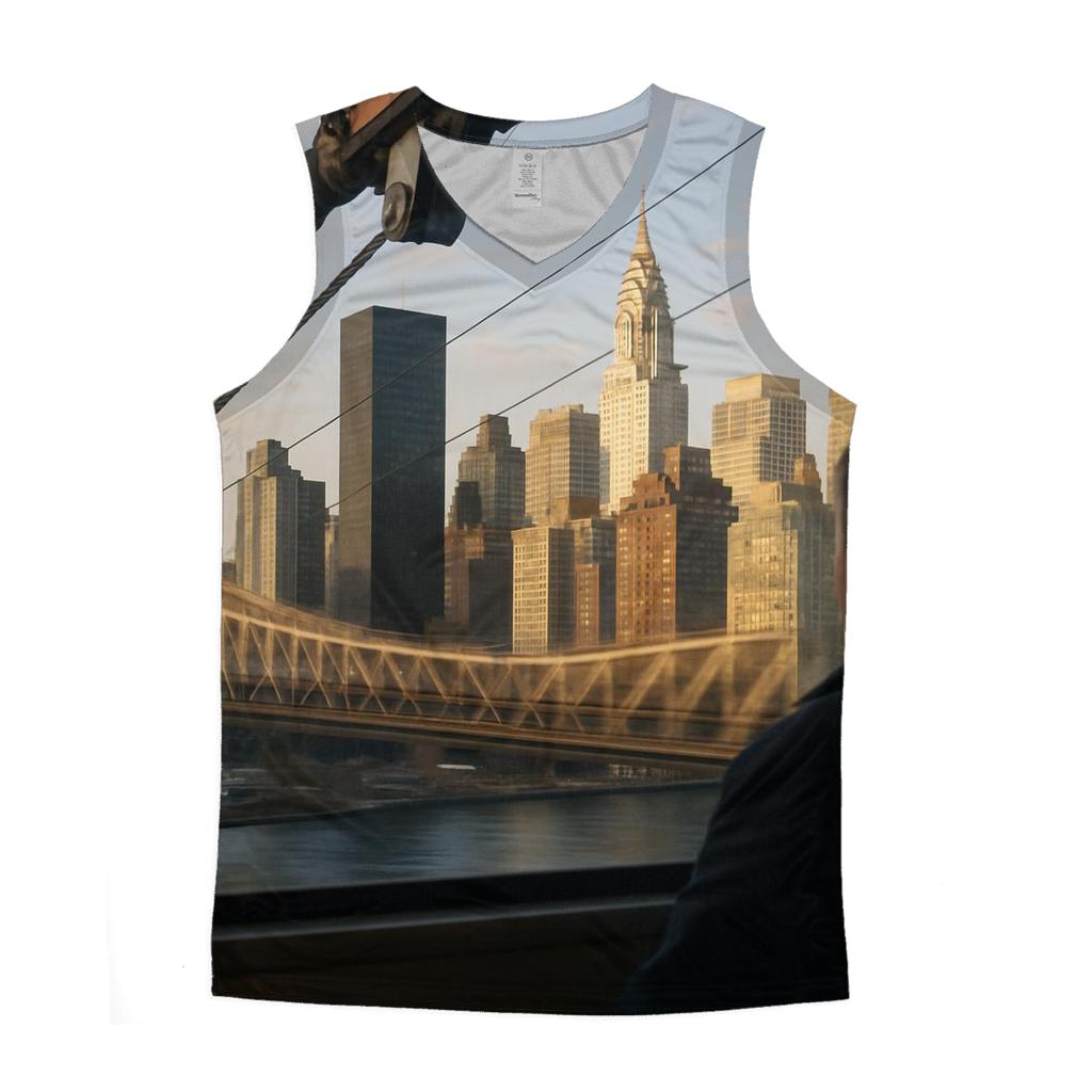 Roosevelt Island Tram Window Skyline Study casual summer tank tops