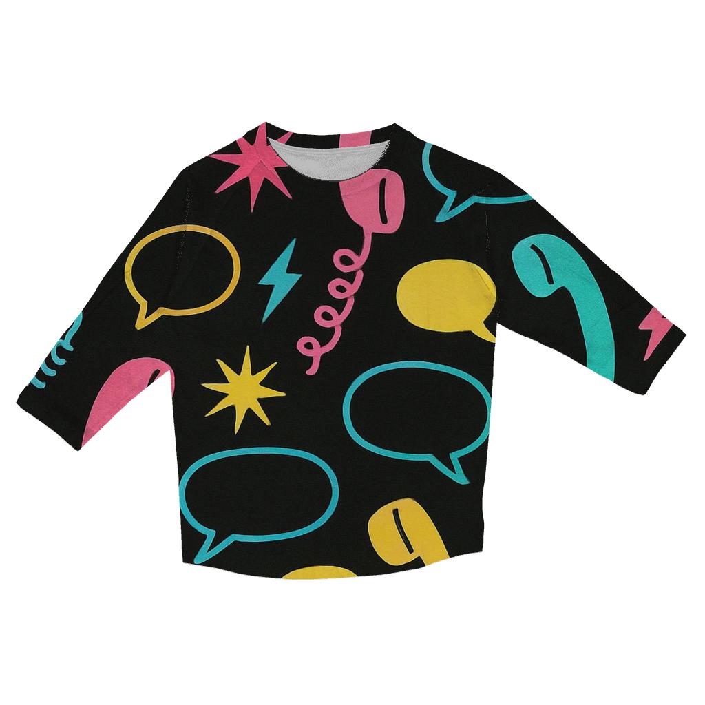Neon Telephone Hotline Doodles designer 3/4 sleeve blouses