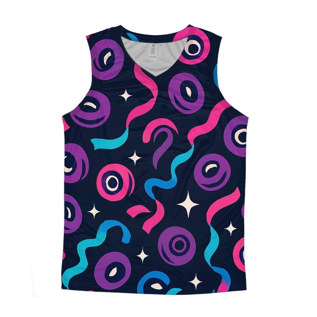 Neon Roller Rink Ribbon Pattern personalized athletic tanks