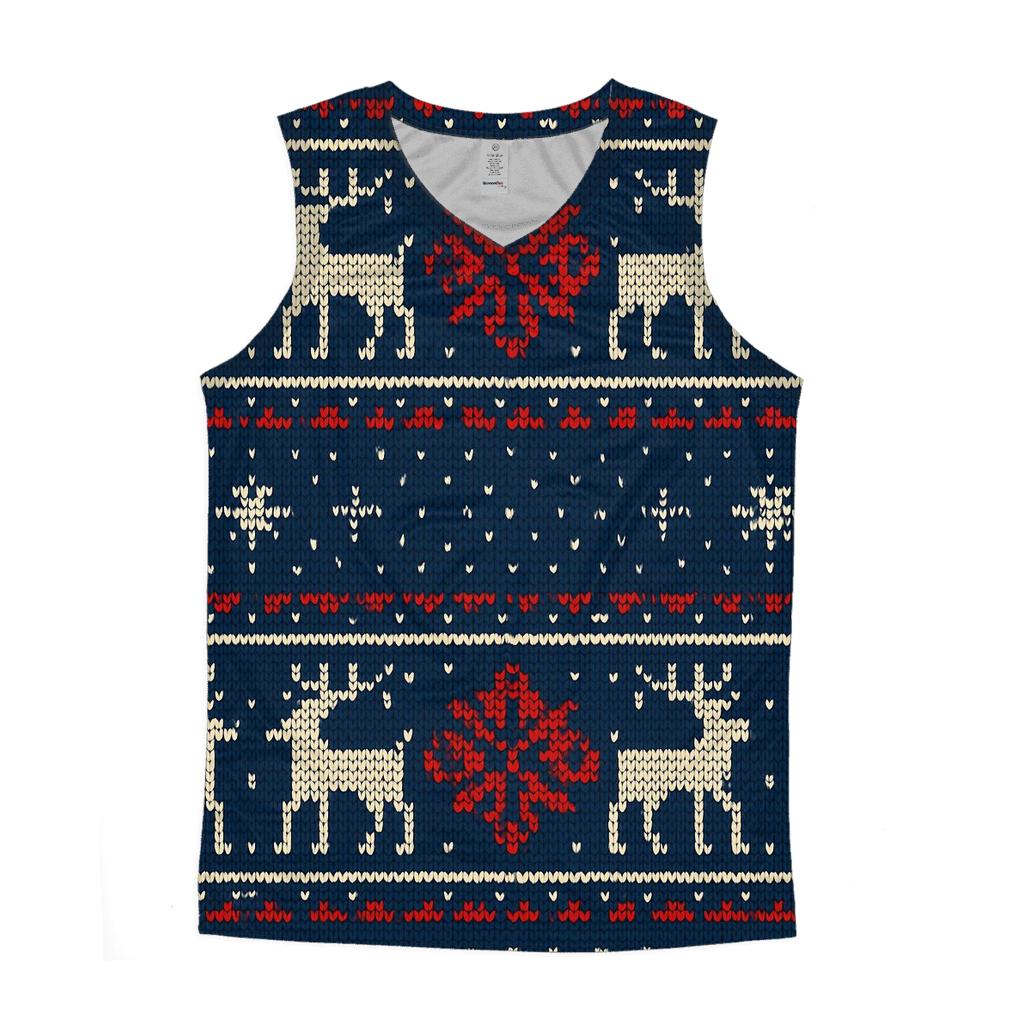 Reindeer Constellation Fair Isle Grid Design stylish racerback tanks