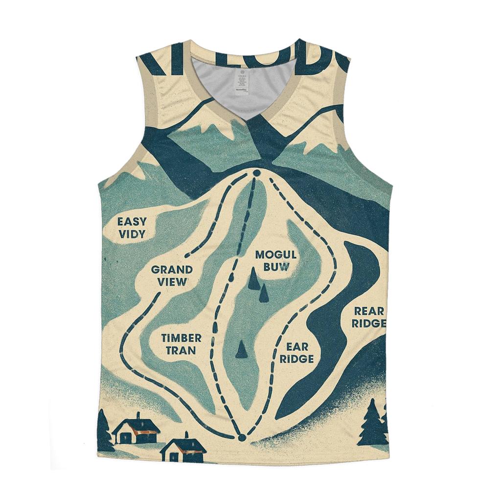 Vintage Ski Lodge Trail Map Poster sports performance tank tops