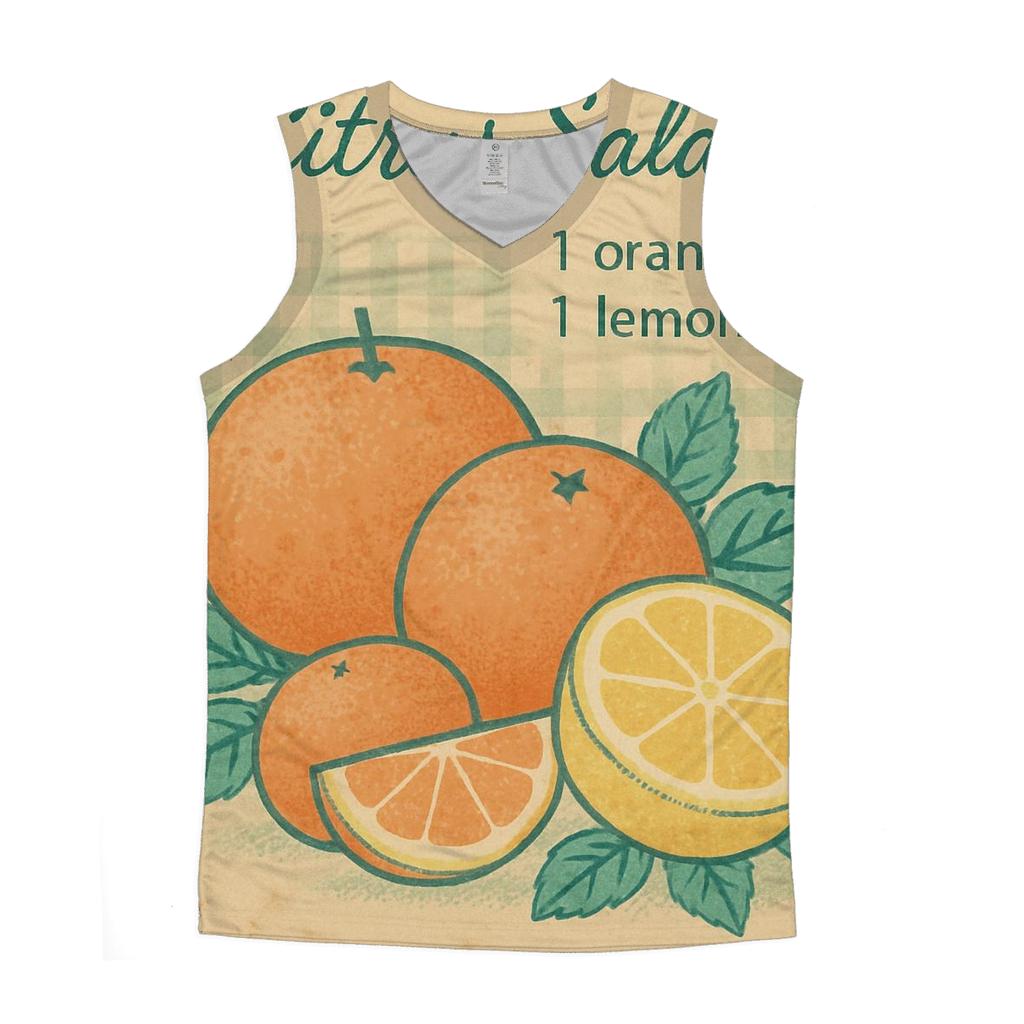 Retro Kitchen Recipe Card Citrus Print sports performance tank tops