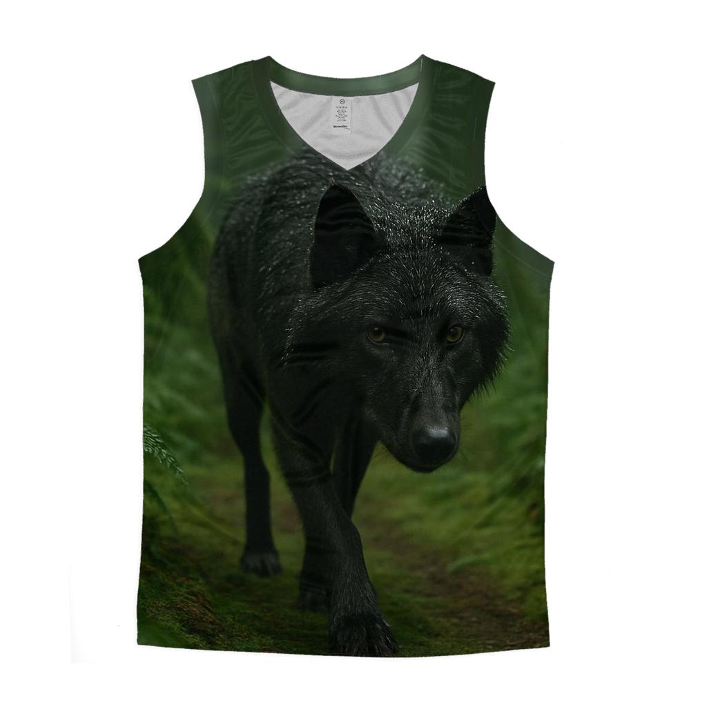 Forest Wolf Beneath Old Growth Rain cotton sleeveless tops