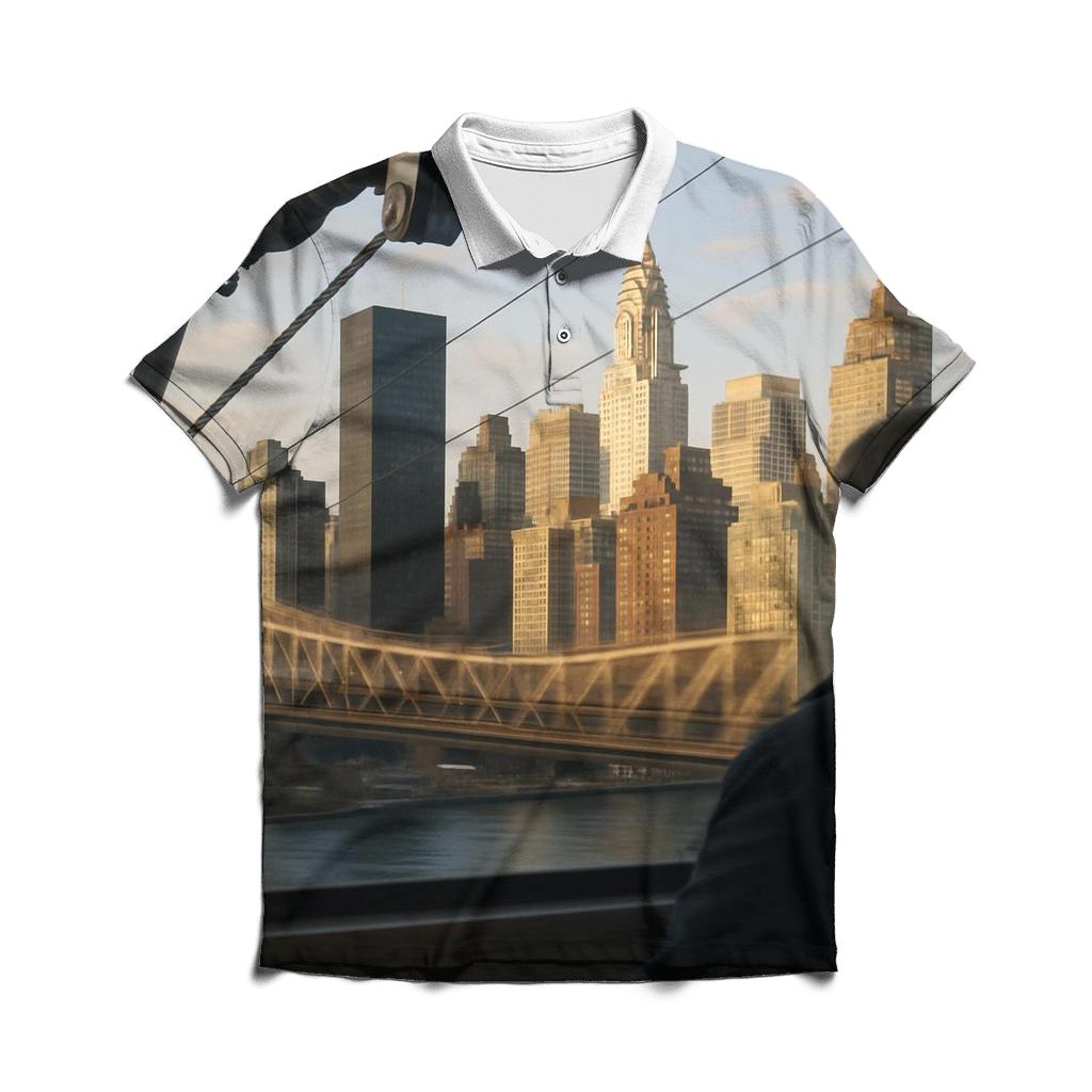 Roosevelt Island Tram Window Skyline Study casual sports polo shirts