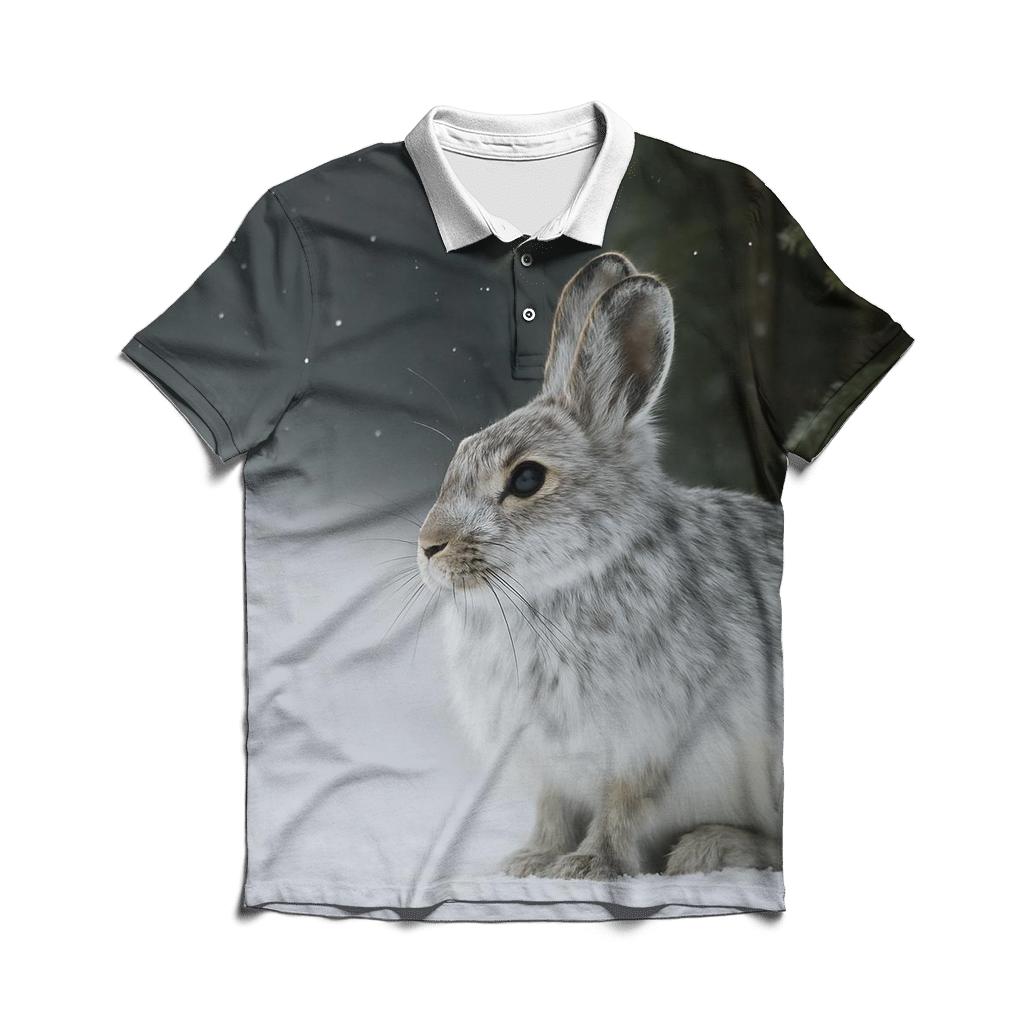 Frostwhisker Pause Snowshoe Hare premium cotton polo shirts