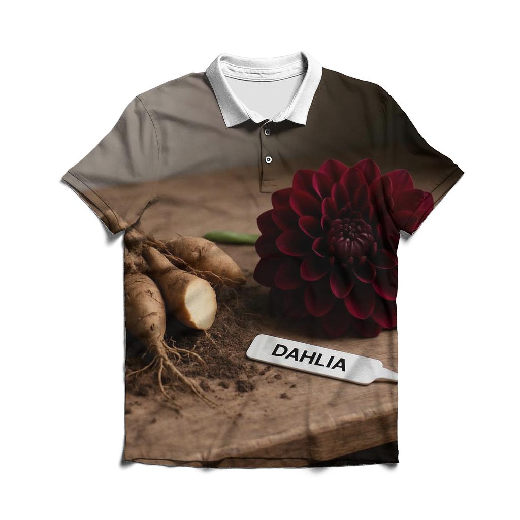Dahlia Tuber Division On A Potting Bench personalized polo shirts