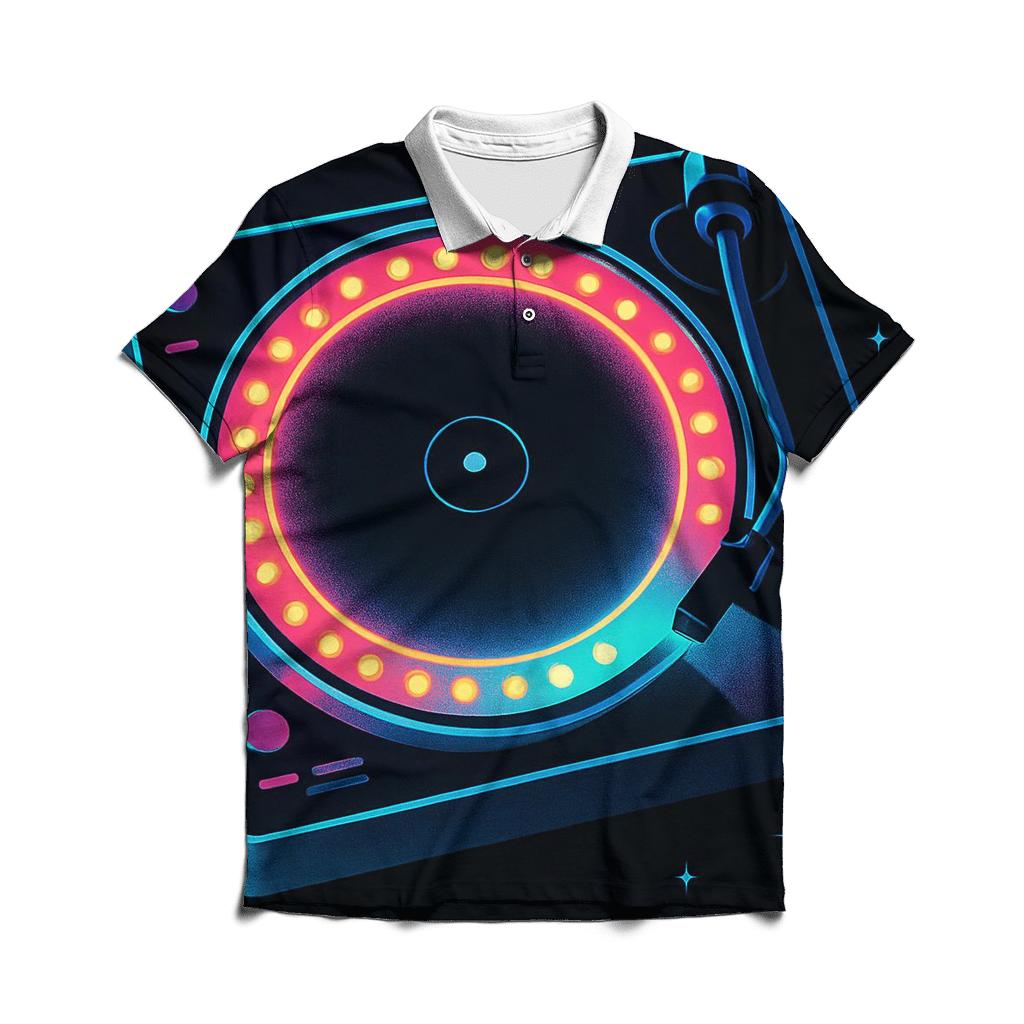 Neon Marquee Turntable personalized polo shirts