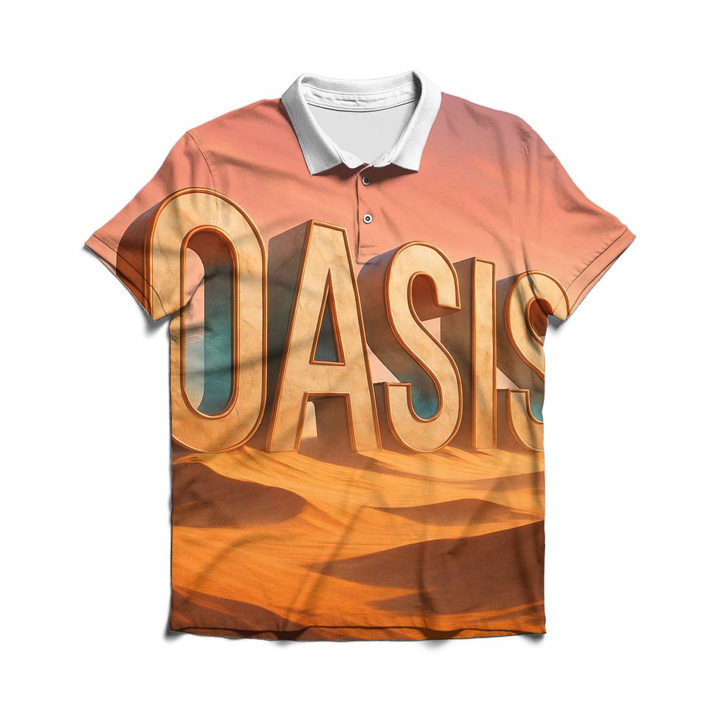 Desert Mirage Typography Oasis designer slim fit polos