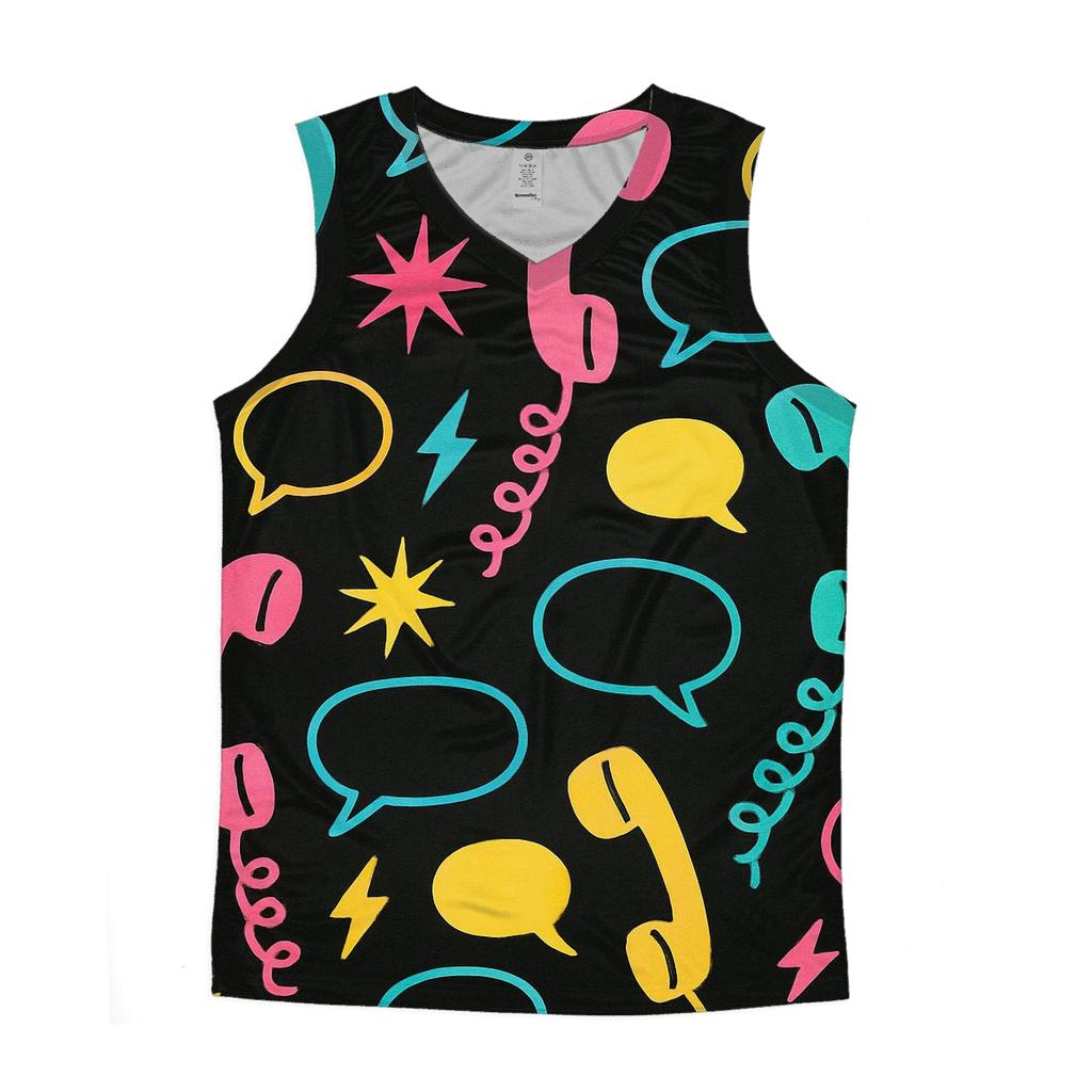 Neon Telephone Hotline Doodles sports performance tank tops