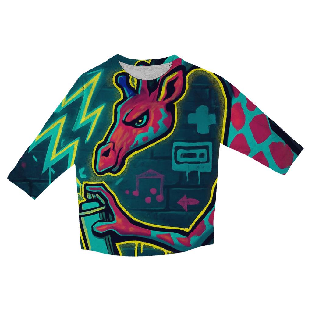 Graffiti Giraffe Voltage fashion 3/4 sleeve shirts