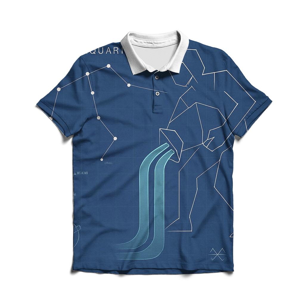 Aquarius Orbital Water Bearer Blueprint branded logo polo shirts
