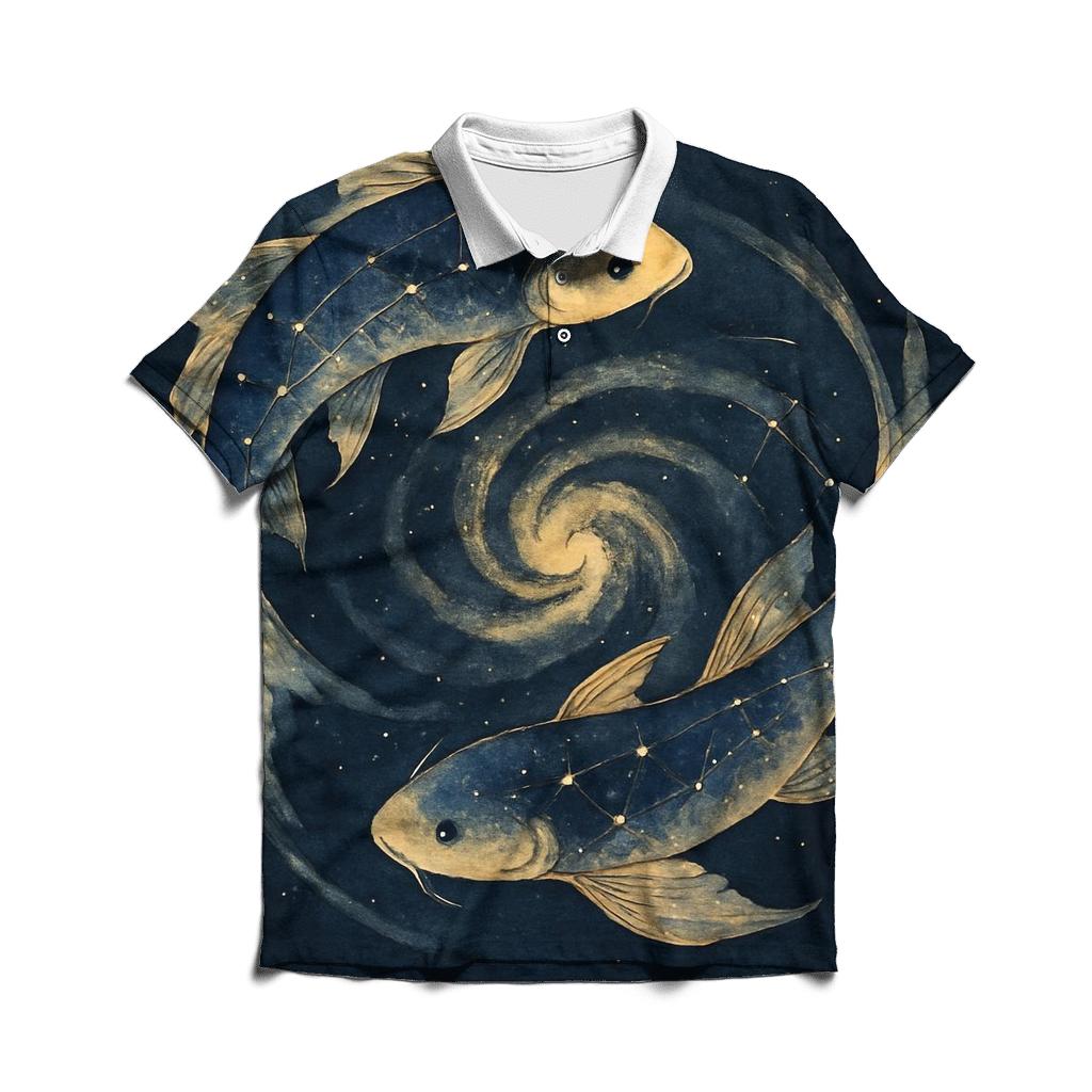 Koi Fish Constellation Spiral personalized polo shirts