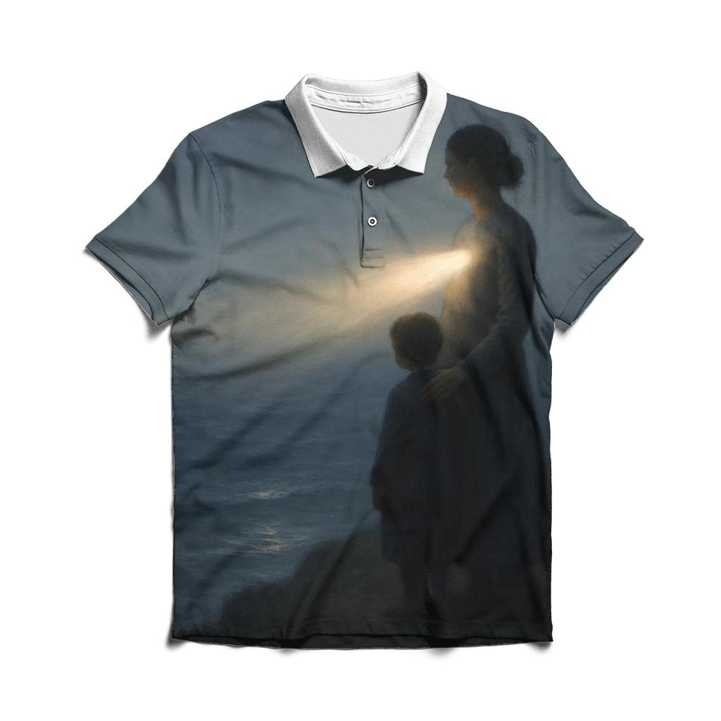 A Lighthouse Within Her A Mothers Guidance Through Every Storm premium cotton polo shirts
