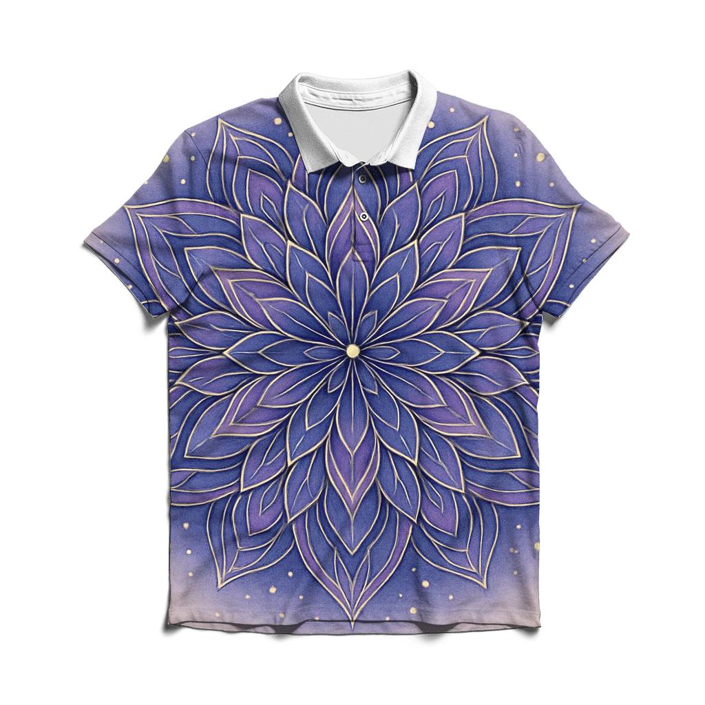 Starlit Mandala Bloom casual sports polo shirts