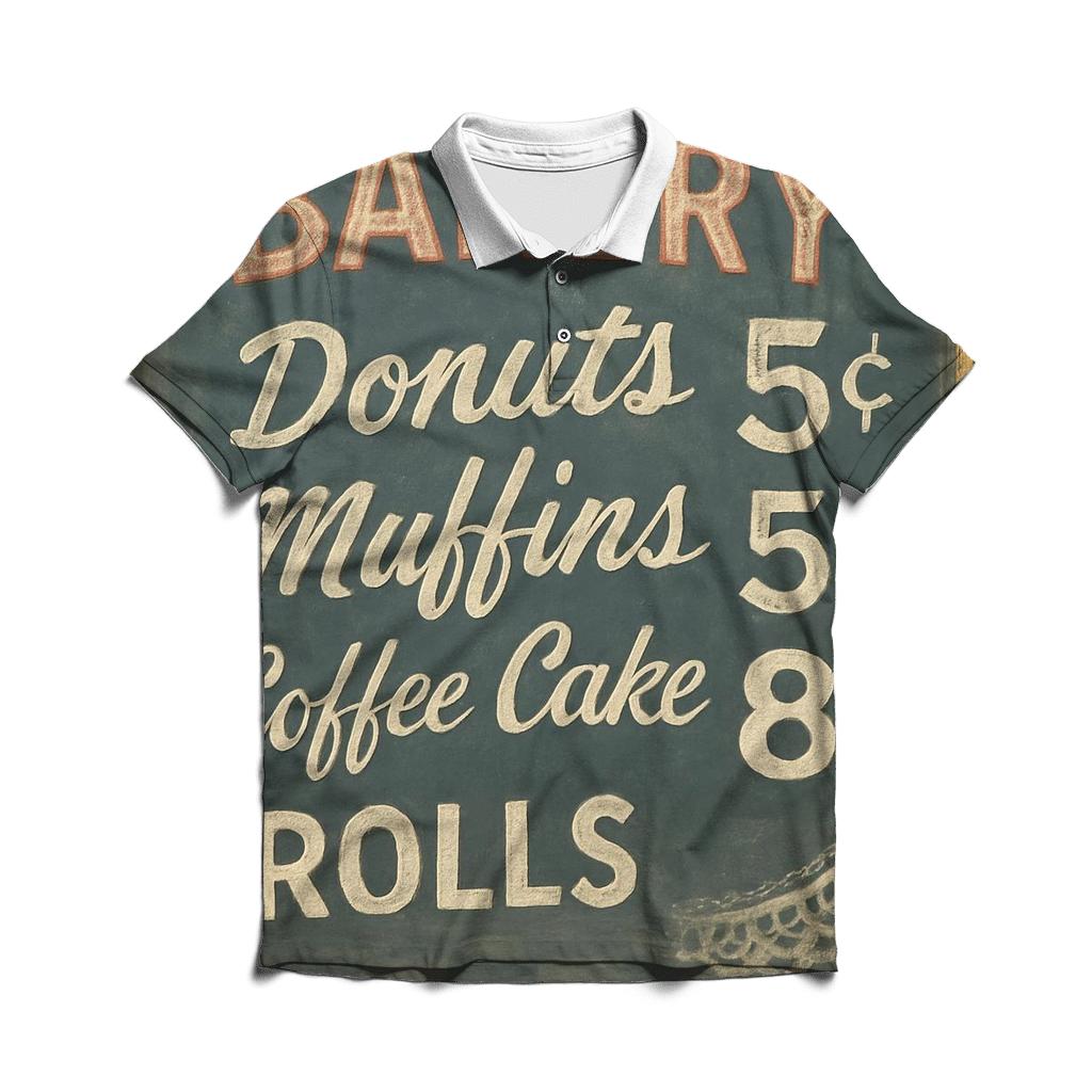 Retro Bakery Window Hand Lettered Menu classic pique polos