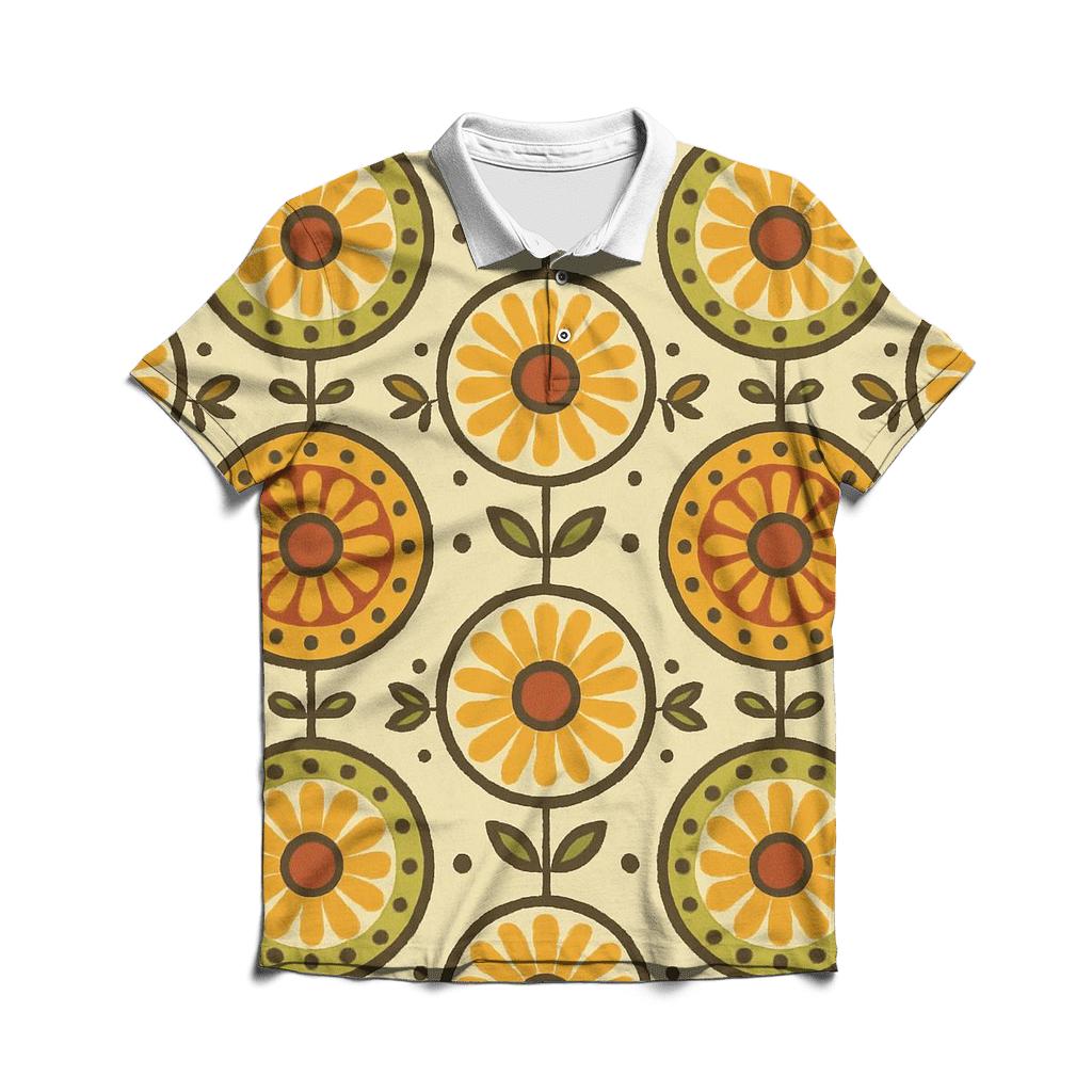 Folk Art Sunburst Medallions designer slim fit polos