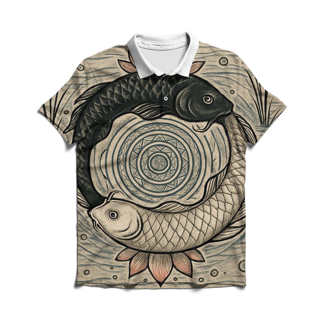 Koi Pond Ouroboros Mirror classic pique polos