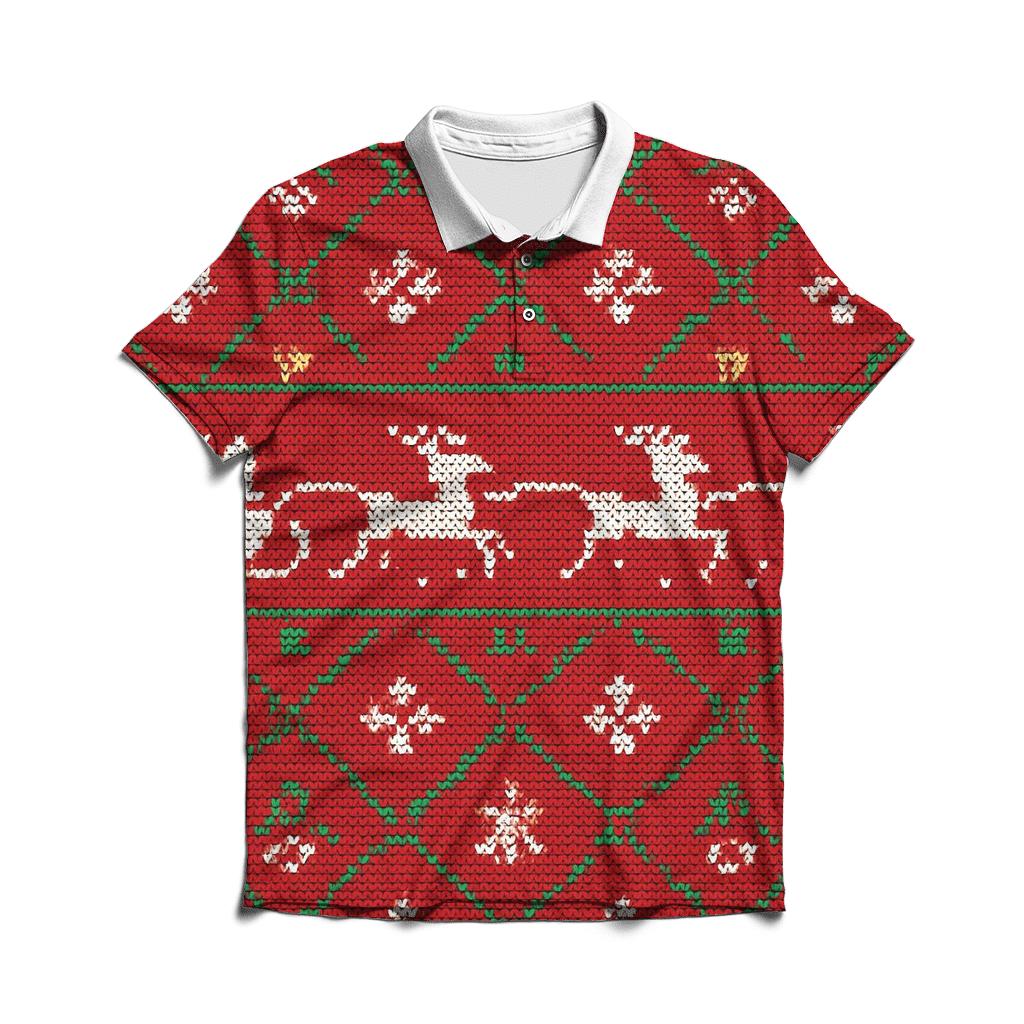 Santa Sleigh Star Track Lattice Design custom polo shirts