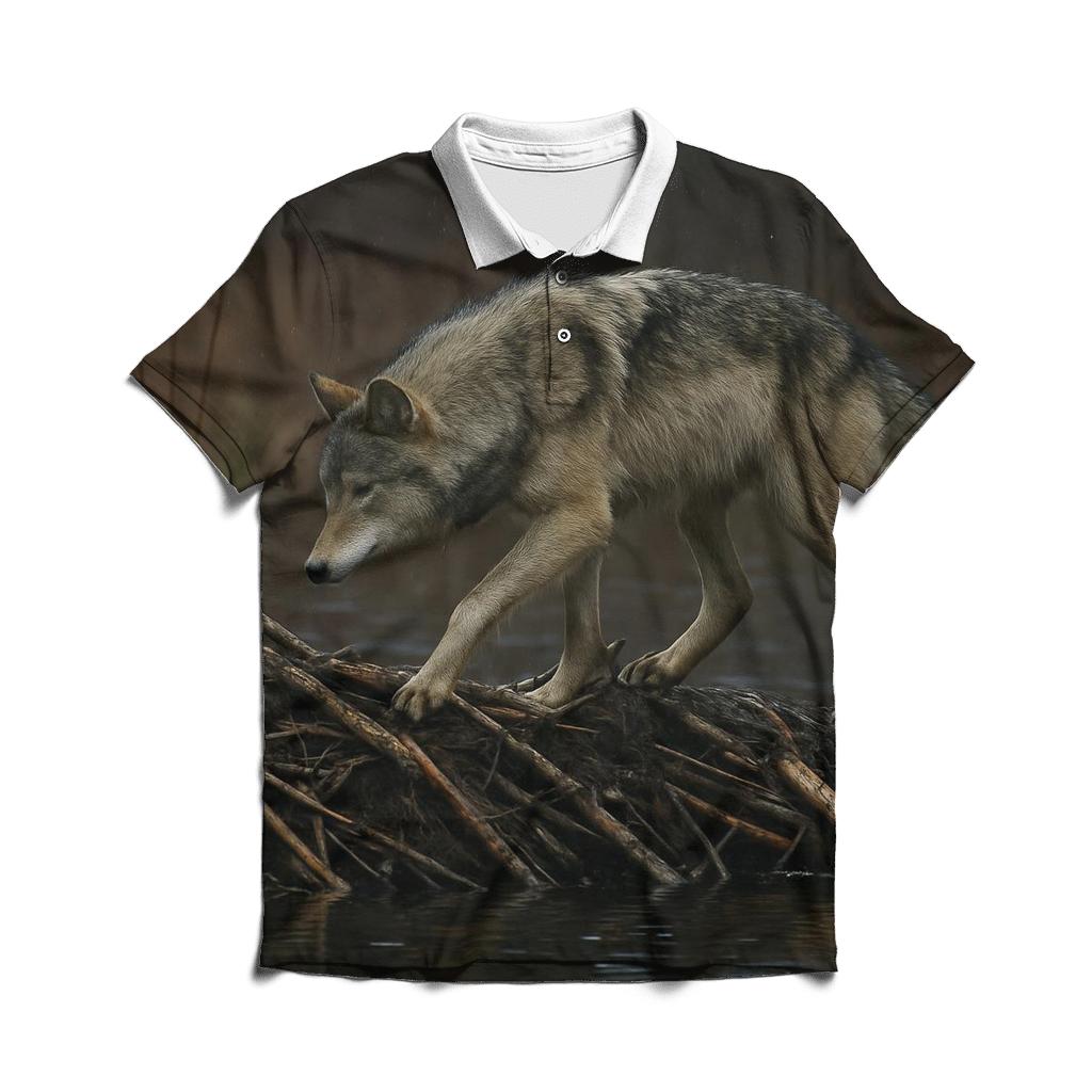 Wetland Wolf Crossing Beaver Dam designer slim fit polos