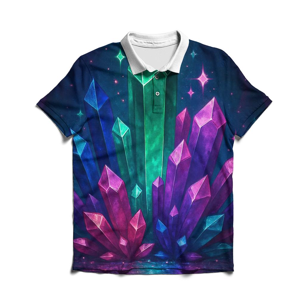 Jewel Tone Crystal Garden embroidered polo tops