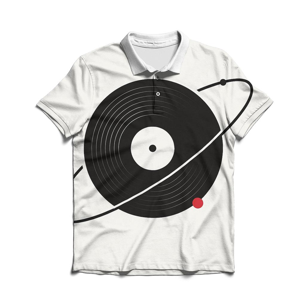 Vinyl Orbit Minimal embroidered polo tops