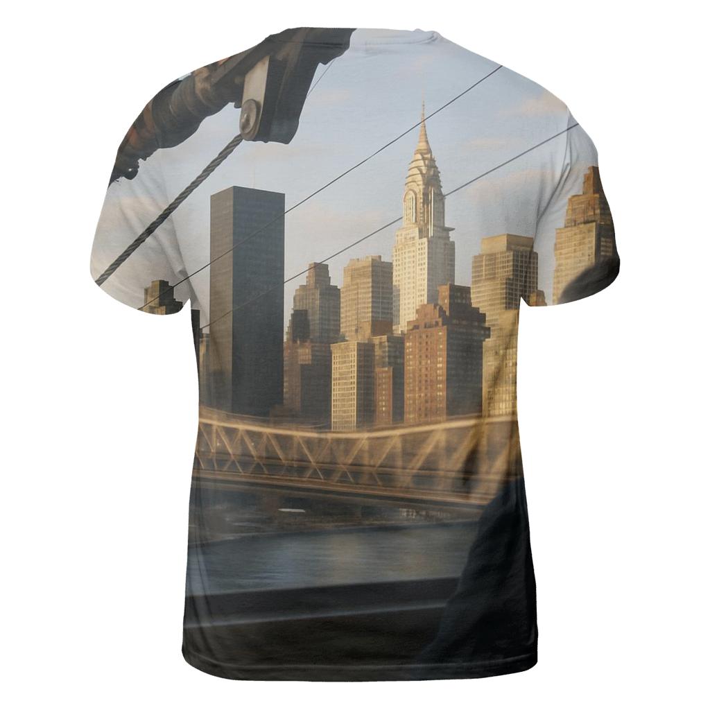 Roosevelt Island Tram Window Skyline Study statement graphic shirts