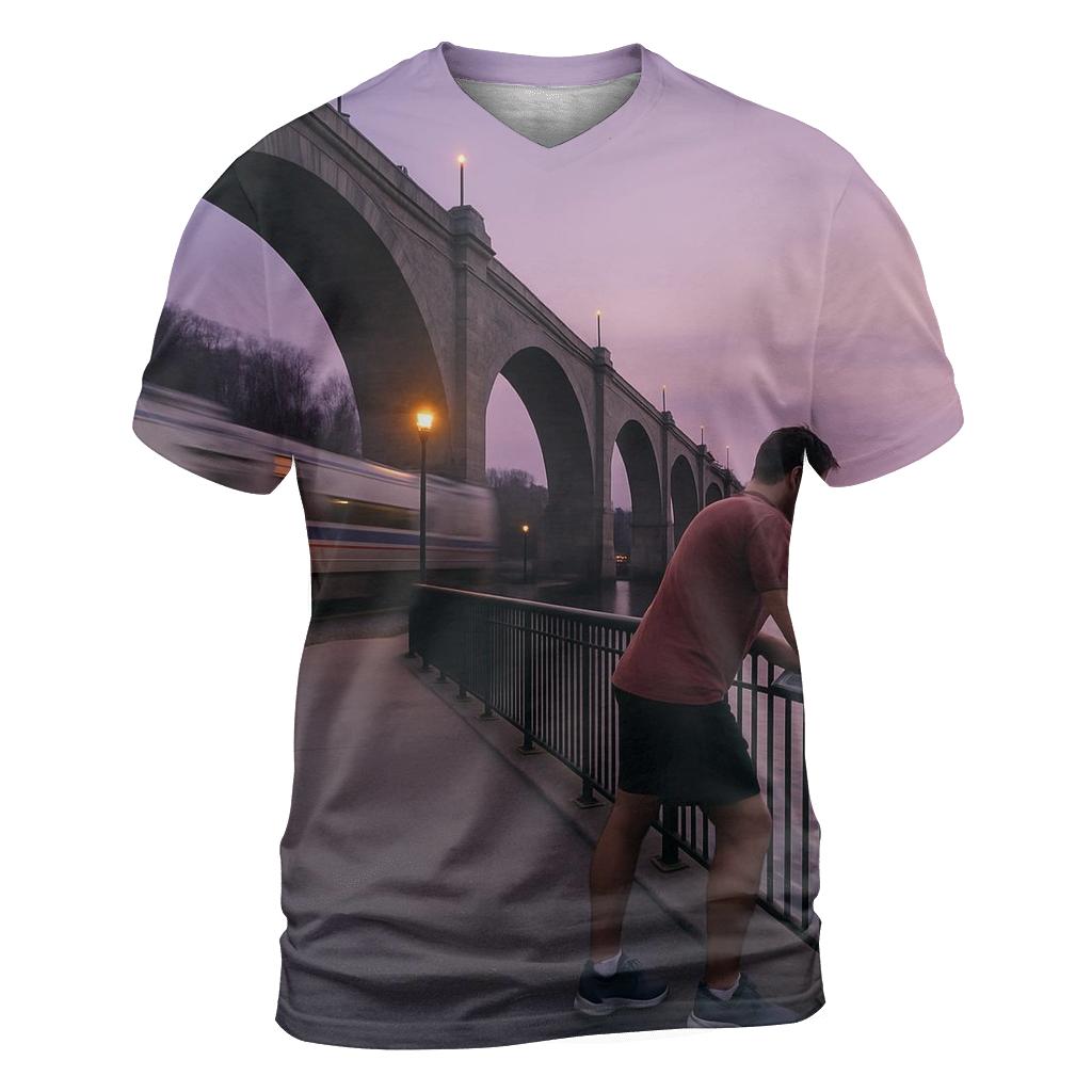 Harlem River Esplanade With Bronx Backdrop Glow trendy printed shirt styles