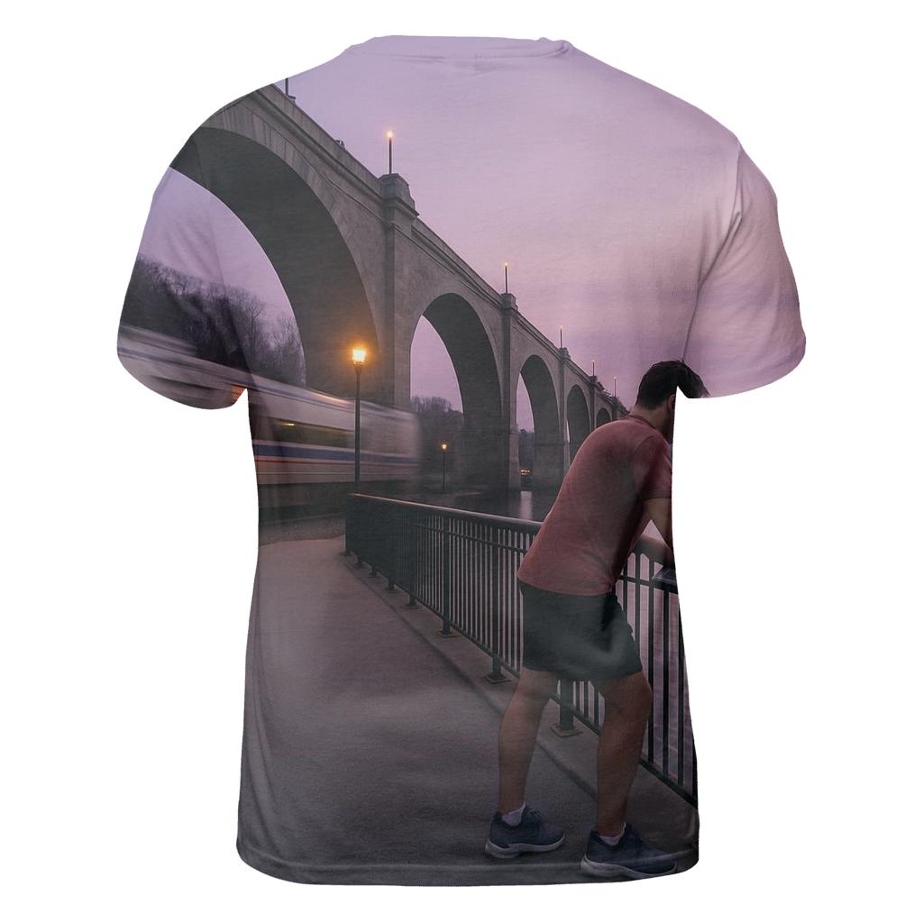 Harlem River Esplanade With Bronx Backdrop Glow trendy printed shirt styles