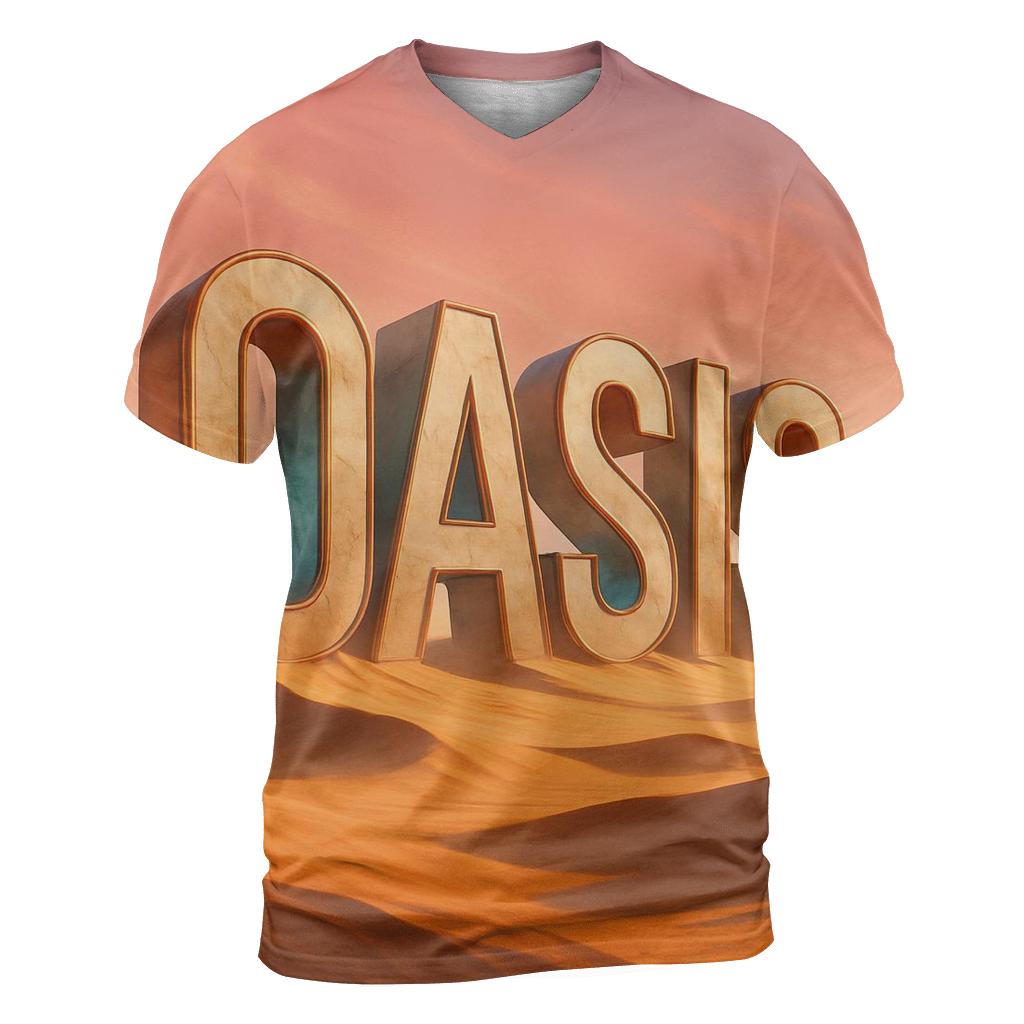 Desert Mirage Typography Oasis vibrant all-over design tees