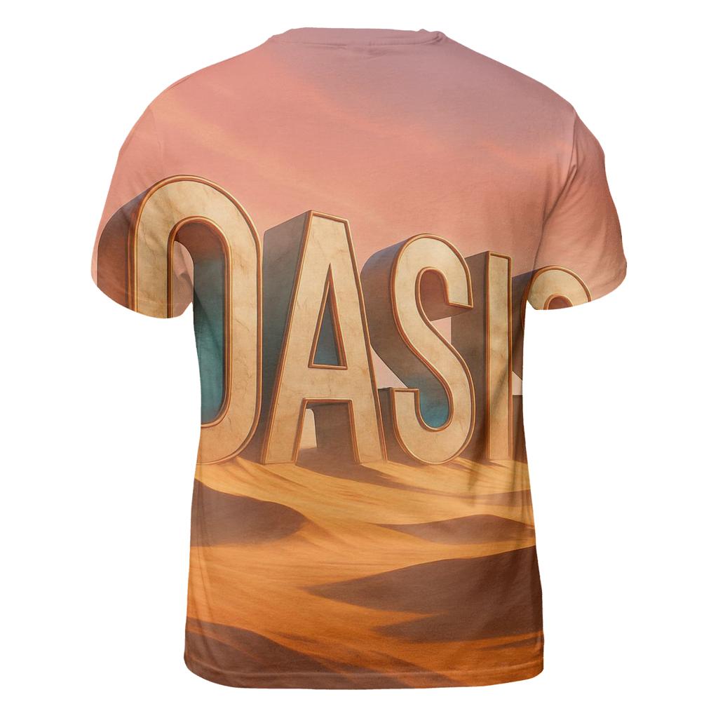 Desert Mirage Typography Oasis vibrant all-over design tees