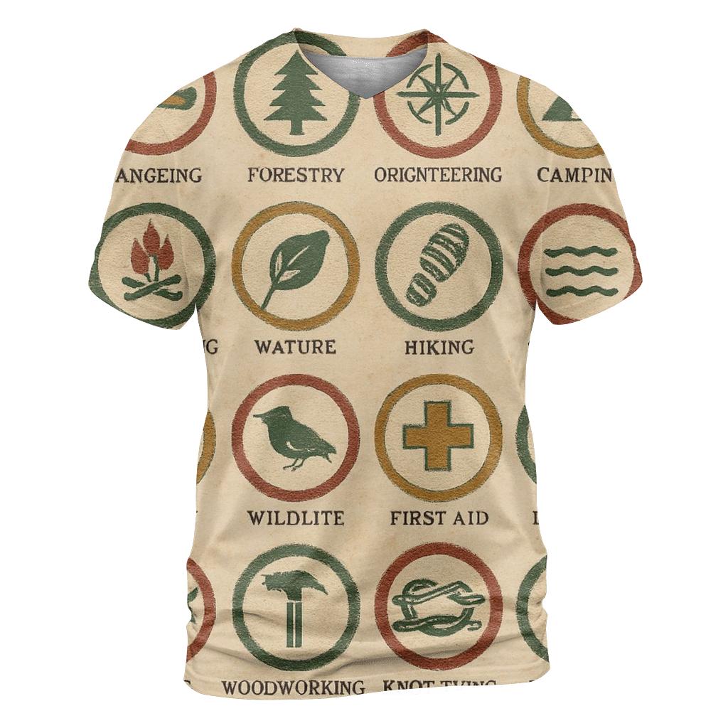 Faded Summer Camp Merit Badge Sheet designer pattern shirts