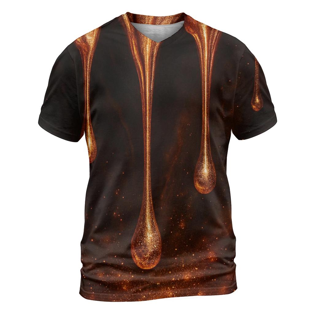 Copper Meteor Drip artistic all-over print tops
