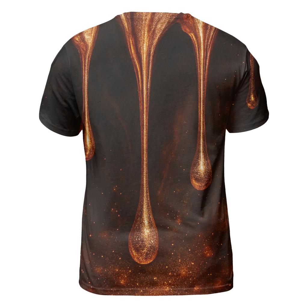Copper Meteor Drip artistic all-over print tops