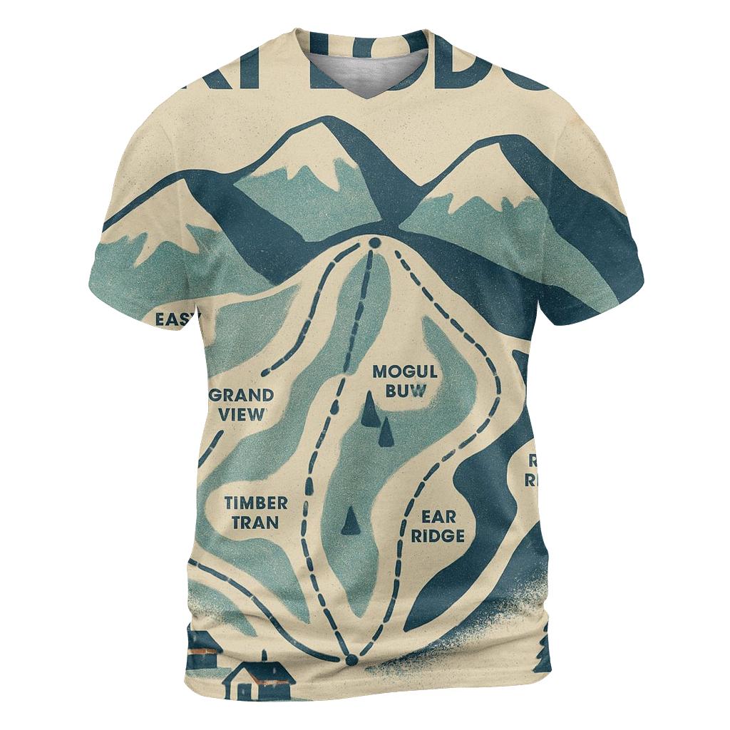 Vintage Ski Lodge Trail Map Poster creative print fashion shirts