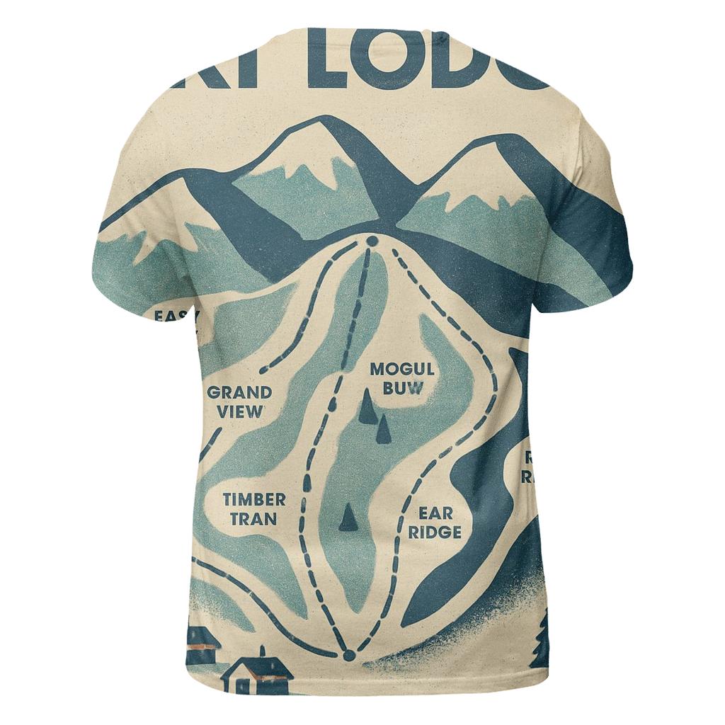 Vintage Ski Lodge Trail Map Poster creative print fashion shirts