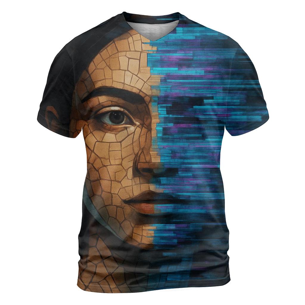 Glitch Mosaic Portrait Of Time personalized full print shirts