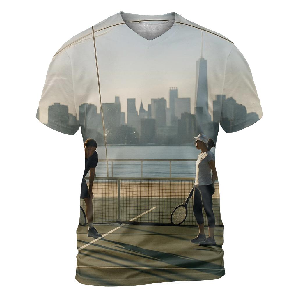 Chelsea Piers Tennis Bubble With Hudson Skyline Slice statement graphic shirts