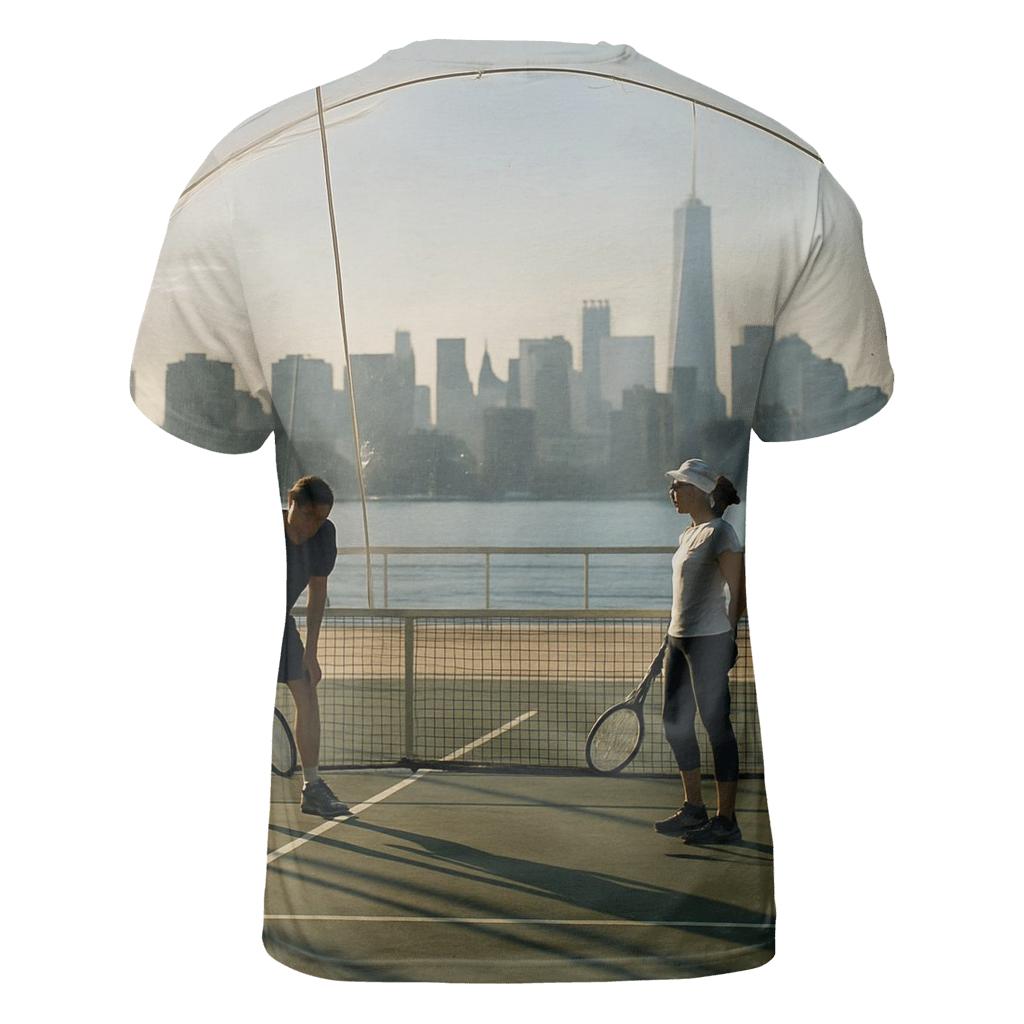 Chelsea Piers Tennis Bubble With Hudson Skyline Slice statement graphic shirts