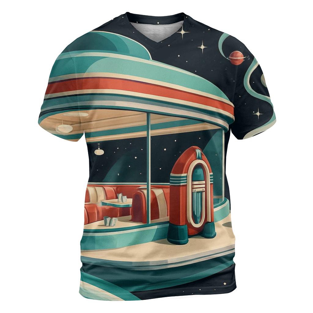 Retro Futurist Orbit Diner unique graphic print tees