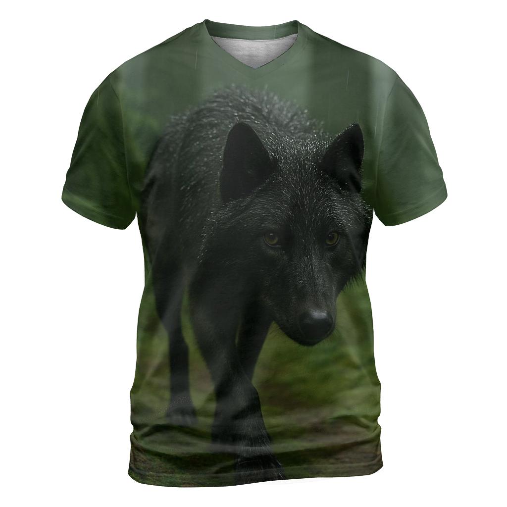 Forest Wolf Beneath Old Growth Rain vibrant all-over design tees