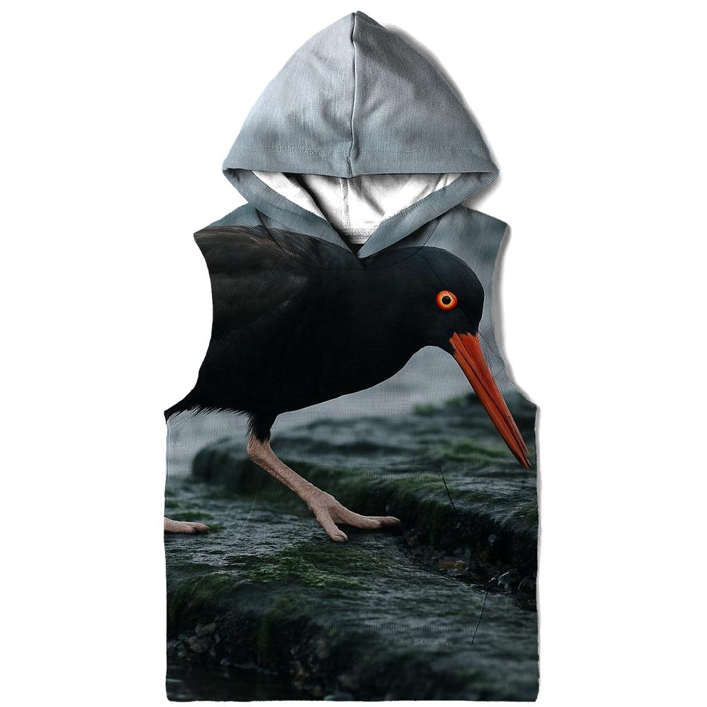 Tidepool Patrol Black Oystercatcher embroidered hoodies